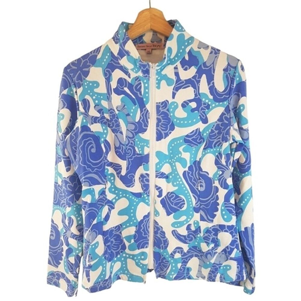 Barbara Gerwit Womens XS Full Zip Resort Jacket- Micro Terricloth Retro Nautical